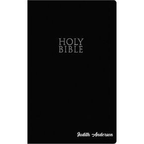 Personalized NIV Bible Faux Leather Small Print Economy Bible with Custom Name at The Lower Right Side & Red-Highlighted Verses, Custom Gift for Christian & Religious Events | Pink