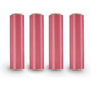 8NET 18" x 1,500', 80 Gauge Red Heavy Duty Color Stretch Wrap Plastic Film Rolls for Packaging Moving and Packing Pallet, 4 Rolls/Case