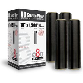 8NET 18" x 1,500', 80 Gauge Red Heavy Duty Color Stretch Wrap Plastic Film Rolls for Packaging Moving and Packing Pallet, 4 Rolls/Case in Kuwait
