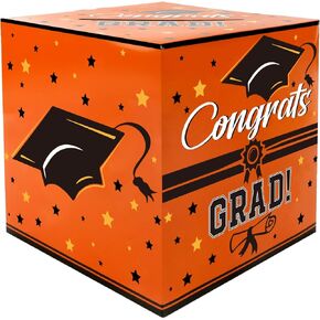 Graduation Card Box, Red, 9 x 9 x 9 Inches, Class of 2025 Graduation Gift Box, Money Box, Party Favors, Supplies