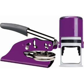 Maryland Notary Seal Embosser Bundle with Round Self Inking Stamp | (Purple, 2-Items)