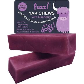 Yak Chews Blueberry Large 2 Pack - Himalayan Yak Chews for Dogs - Natural Yak Cheese Himalayan Dog Chews Dog Chew