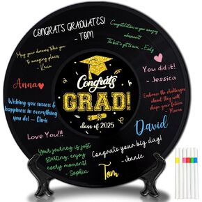 Houti 2025 Graduation Party Decorations, Class of 2025 Graduation Vinyl Guest Book, Black and Gold Grad Gifts