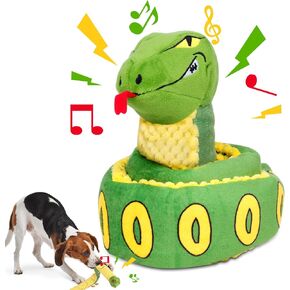 Tierglück Snake Squeaky Crinkle Dog Toy, Hide-and-Seek Treat Dispenser with Sniffing & Digging & Foraging Puzzle, Plush Interactive Mental Stimulation Enrichment for Puppies, Small/Medium/Large Dogs