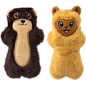 KONG Snuzzles Mini Dog Toy – Small Squeaky Plush Toy for Puppies & Small Dogs – Full-Body Squeaker for Gentle Chewing & Indoor Play (Sea Otter/Llama Combo)