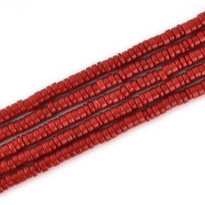 200Pcs 2mm*4mm Red Coral Gemstone Heishi Disc Spacer Bead Semi Precious Loose Beads for Jewelry Making 16inch
