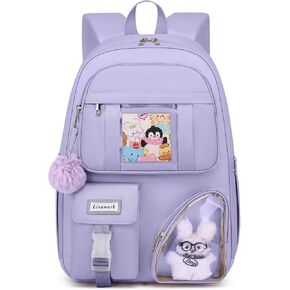 Cute Backpack School Bookbag for Girls: 15.6 Inch Large Backpacks for College Students Book Bag Stylish Laptop Backpacks Middle High School Bag Casual Travel Back Pack for Women Kids Teen Khaki Beige