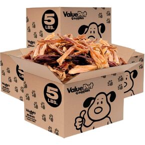 ValueBull Beef Tendons for Dogs, Varied Shapes, 5 Pounds Bulk Pack
