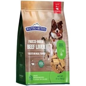NutriBites Freeze Dried Liver Treats for Dogs & Cats - High-Protein Single Ingredient Freeze Dried Dog Treats, Beef Liver - Proudly Made in Canada - 27 OZ HIGH PROTIEN Natural Grain