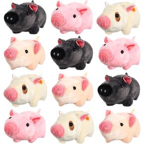 HyDren 24 Pcs 4 in Cute Plush Mini Piggy Toy Animals Plush Piggy Party Gift Pig Keychain Backpack for Boys Girls Birthday Party Gifts, DIY Home Decoration