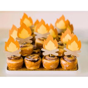 25PCS Campfire Cupcake Toppers - Camping & Lumberjack Party Decor