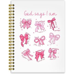 Coquette Pink Ribbon Bow Notebook Journal 5.5x8.3, Girly Pink Notebook Gifts for Women Girls, Girly Coquette Stuff Journals, Cute Preppy Aesthetic Hardcover Spiral Notebooks for Note Taking