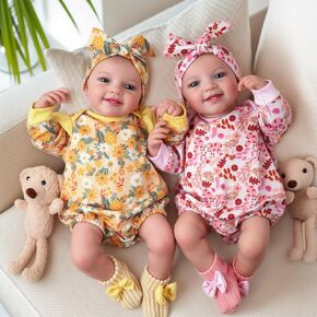 BABESIDE Lifelike Reborn Baby Dolls - 20 Inch Twins with Sweet Smile & Realistic Soft Body - Newborn Baby Dolls for Kids Age 3+