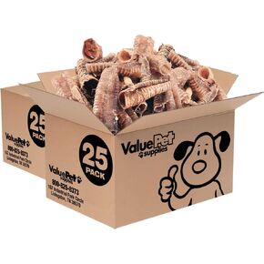 ValueBull Beef Trachea, Premium 5-6 Inch, 100 Count Bulk Pack - Natural Angus Dog Chews with Glucosamine, Chondroitin & Amino Acids