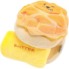 Buttered Pineapple Bun 2-in-1 Soft Plush Squeaky Pet Toy - Durable Cute & Soft for Interactive Play, Big Pocket to Hide Treats for Puzzle Fun, Paper Crinkle Sound, Small Medium Large Dogs