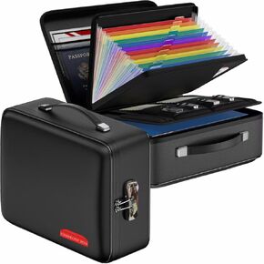Fireproof Document Box With Combination Lock,Hard Case File Organizer Heat Insulated And Waterproof,Portable Home Travel Safe Storage Box For Important Documents Laptop,Files More