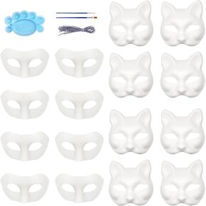 Qavctw DIY White Masks Paper Cosplay Christmas Party Mask Unpainted Plain Craft Masquerade Masks
