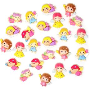 Honbay 24PCS Slime Charms Flatback Resin Charms Cute Angel Winged Girl Embellishments for Scrapbooking, Hair Clip, Phone Case, DIY Crafts