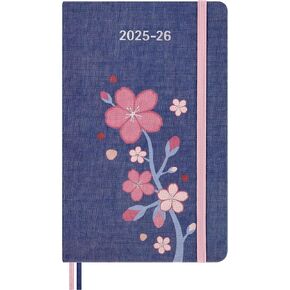 Moleskine Limited Edition Sakura 18 Month 2025-2026 Weekly Planner, Hard Cover, Large (5" x 8.25"), Cherry Blossoms, 208 pages