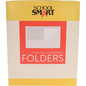 School Smart 2-Pocket Folders, White, Pack of 25