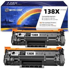 138X W1380X Compatible Toner Cartridge Replacement for HP138X for HP-138X 138A W1380A use Compatible with HP Laserjet Pro MFP 3101fdw and HP Laserjet Pro 3001dw(2 Pack)