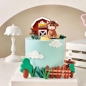 JeVenis Farm Animal Cake Decoration Cow Cake Decoration Farm Animal Baby Shower Birthday Party Decorations