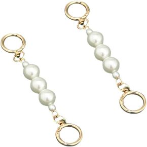 2Pcs Pearl Purse Chain Strap,Fashion Faux Pearl Bag Strap Extender,6inch Short Purse Chain Strap Replacement for Handbag Shoulder Bag Accessories,