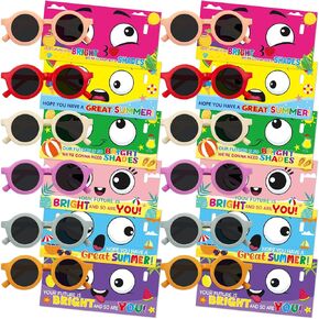 Fancy Land Neon Sunglasses End of Year Student Gifts from Teachers End of the Year Cards for for Kids Summer Beach Pool Party Favors Kindergarten Preschool Graduation Party Supplies 24 Sets