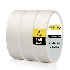3 Roll White Painters Tape, Masking Tape, White Artist Tape, Paint Tape for Painting, DIY Craft Art, No Residue, Easy Removal, 0.7 inch x 55 Yards x 3 Rolls (165 Total Yards)