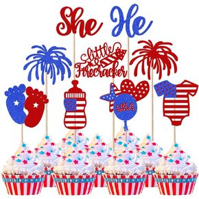 24 Pack Independence Day Cupcake Toppers 4th of July Cupcake Picks USA National Day Cake Decorations for Independence Day Theme USA Patriotic Party Supplies
