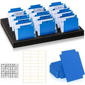 30 Pcs Black Name Badge Dividers 3" x 4"Trading Card Dividers Plastic with A-Z tab Alphabet Stickers Blank DIY Stickers Recipe Index Cards Tray Index Cards Organizer for Note ID Not Included The Tray