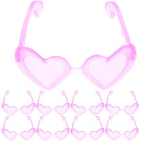LUOZZY 100pcs Doll Glasses Miniature Doll Eyeglasses Pink Heart-Shaped Doll Glasses Mini Doll Costume Accessories for Dollhouse Decor DIY Craft