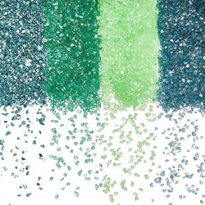 SUNNYCLUE 1 Box 240G 4 Colors Green Crushed Glass Broken Crystal Pieces Irregular Chunky Metallic Sprinkles Flakes Glitter Decor Small Chips for Nail Arts Vase Filler Epoxy Jewelry Making DIY Crafts