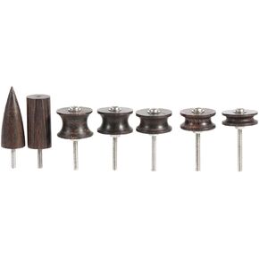 Ebony Leather Burnisher, Wooden Leather Craft Kit Leather Slicker Tool Drill Sets Polished Slicker Set Grinding Tip (7