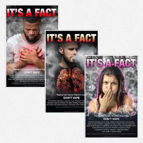 Anti-Vaping Poster Series – 3 Educational Posters (11x17 Inch) | "Can Cause Popcorn Lung," "Increased Blood Pressure," and "Nicotine Poisoning " | Ideal for Schools, Clinics, and School Nurse Offices