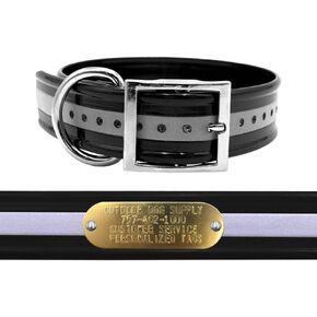 1 1/2" Wide D Ring Reflective Hunting Dog Collar with 1" tag (Reflective Orange)
