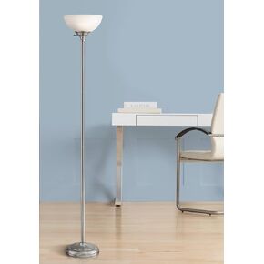 360 Lighting Maddox Modern Torchiere Floor Lamp 71" Tall Satin Nickel Silver Slim Profile Alabaster Glass Shade Pole Light for Living Room Reading House Bedroom Home Office