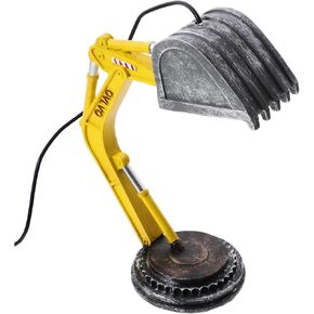 Uonlytech Desk Decoration Study Boys Decor Movable Minimalist for Arm Creative Bedroom Kids Excavator Unique Construction Desktop Table LED Bedside Lamp Room Reading Night Model Nursery