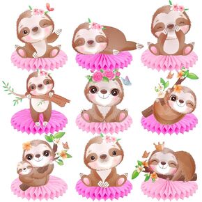 Sloth Party Decoration Sloth Table Honeycomb Centerpiece Sloth Birthday Party Table Decoration for Cartoon Animal Birthday Party Supplies