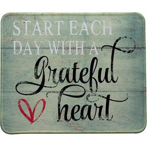 Inspirational Quote Mouse Pad,Stitched Edges Mouse Pad with Inspirational Quote (Start Each Day with A Grateful Heart)