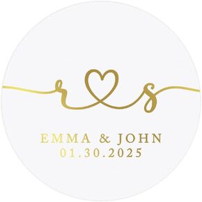 Andaz Press 2" Round Clear Personalized Wedding Labels with Gold Custom 'A Sweet Thank You', Vinyl Wedding Stickers for Favors, 40-Pack