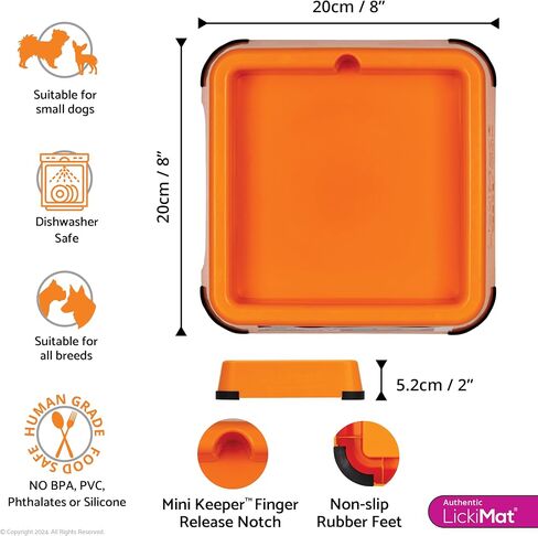 LickiMat Mini Keeper. Designed to Enhance LickiMat Experience and Extend LickiMat into Full Feeder for Small Dogs. (Orange) in Saudi Arabia