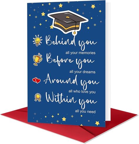 Cute Graduation Card for Him Her, Funny Graduation Card Gift for Graduate, Congratulations on Grad Card Gift, Behind You Before You Around You Within You Card in Kuwait