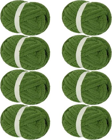 Franel Light Gray -Green Super Bulky Stunky Chenille Yarn - 8 Skeins of 226g لكل منهما - ناعم رقيق للحياك in Saudi Arabia