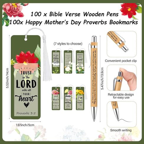 35 Sets Mother's Day Church Gifts Bible Verse Bookmarks Inspirational Bamboo Pens Gift Bags Mom Christian Gifts Bulk Religious Mothers Day Party Favors in Saudi Arabia