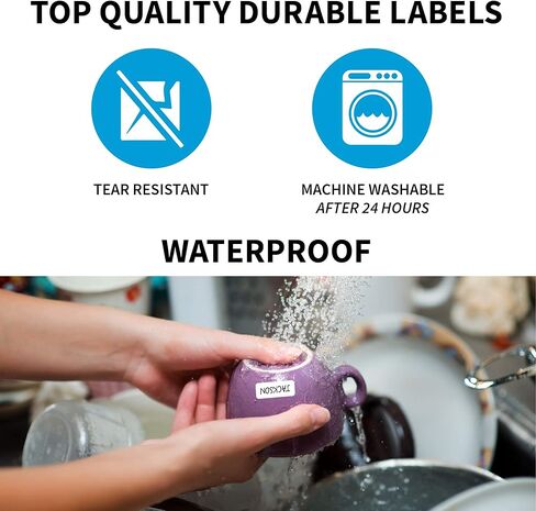 ملصقات ملابس Ez Kids + قلم تحديد دائم | لاصق ذاتي بدون كي للكتابة | عظيم للأطفال والكبار | آمنة للاستخدام في الغسالة والمجفف | المعسكر، الرعاية التمريضية، التنظيم، جميع الأغراض | 1 ورقة 60 ملصقات فارغة in Kuwait