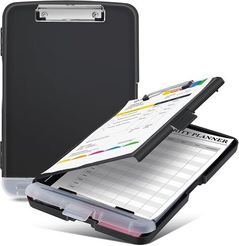 Sunnyclip Clipboard with Storage, Real Hinge Heavy Duty 8.5x11 Clipboards - with Pen Holder, Plastic Nursing Letter Size Storage Slimcase, Smooth Writing, for Paperwork Office Classroom in Saudi Arabia