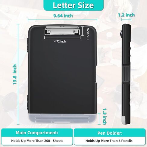 Sunnyclip Clipboard with Storage, Real Hinge Heavy Duty 8.5x11 Clipboards - with Pen Holder, Plastic Nursing Letter Size Storage Slimcase, Smooth Writing, for Paperwork Office Classroom in Saudi Arabia