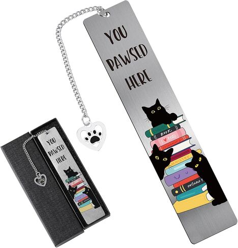 Cute Cat Bookmarks for Women - Funny Black You Pawsed Here Bookmark Gifts for Book Lovers Reader Aesthetic Page Markers Pendant for Reading Girls Bookworm Bookish Birthday World Book Day in Saudi Arabia