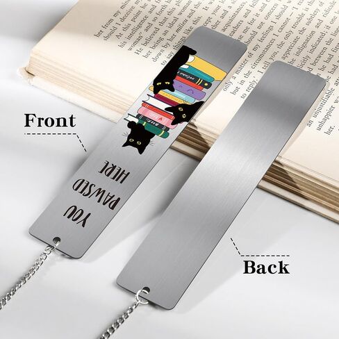 Cute Cat Bookmarks for Women - Funny Black You Pawsed Here Bookmark Gifts for Book Lovers Reader Aesthetic Page Markers Pendant for Reading Girls Bookworm Bookish Birthday World Book Day in Saudi Arabia